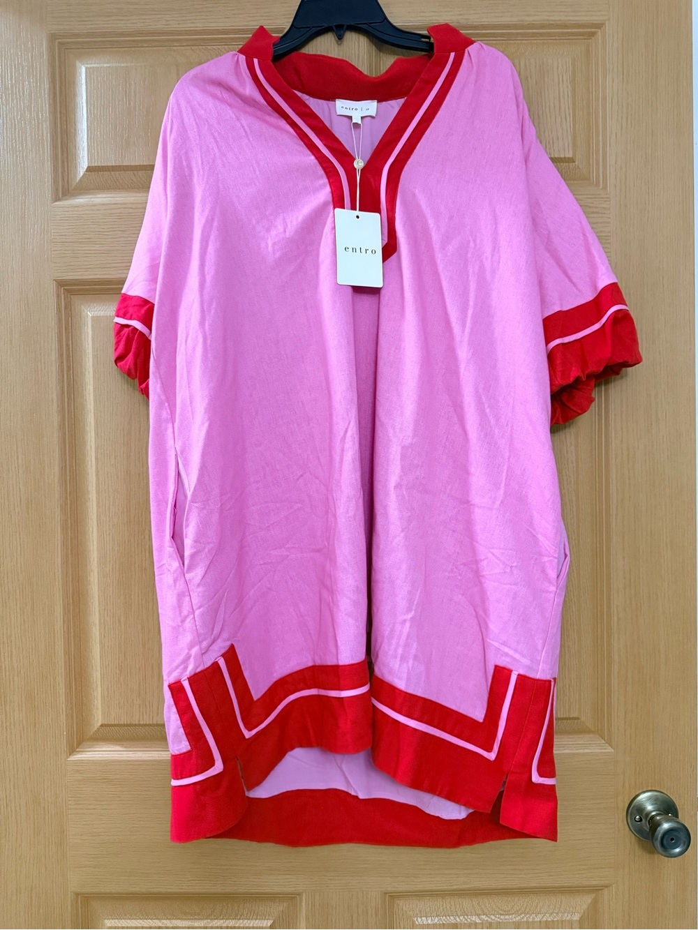 entro Pink and Red Midi Dress
